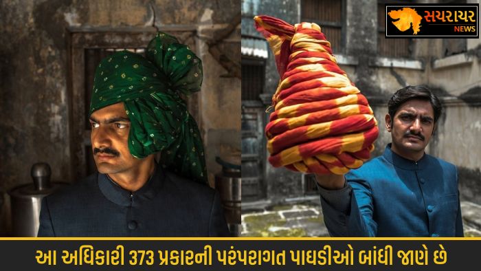 A state government official knows how to tie 373 types of traditional turbans.