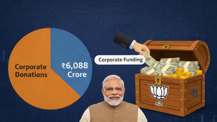 bjp receives huge corporate funds treasury filled with rs 6088 crore