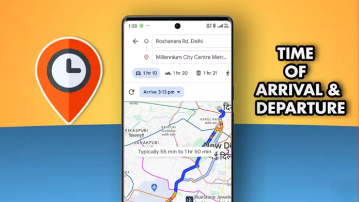 google maps set arrival time