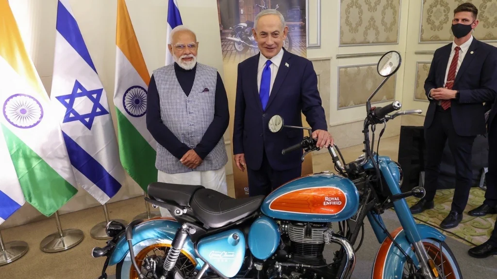 Modi Netanyahu Royal Enfield Bike