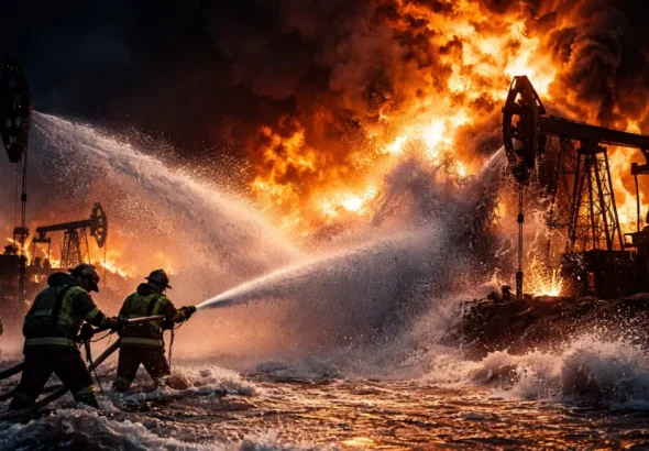 oil and gas field fire