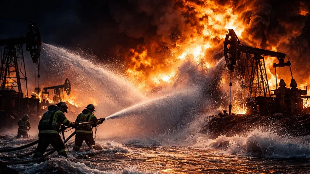 oil and gas field fire
