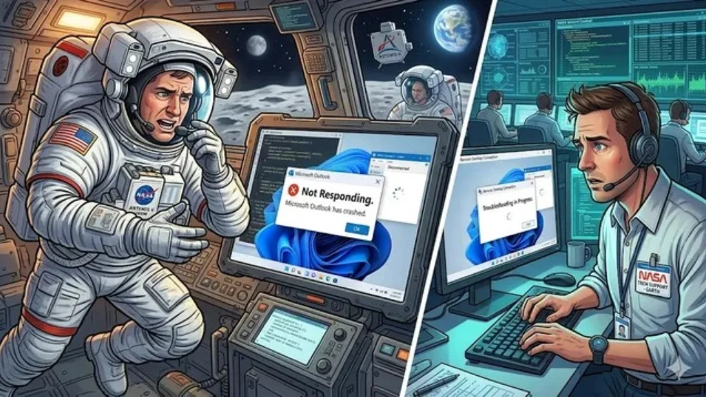 અંતરિક્ષમાં Microsoft Outlook ઠપ: ચંદ્ર મિશન પર ગયેલા એસ્ટ્રોનોટે પૃથ્વી પરથી માંગી મદદ, સોશિયલ મીડિયા પર મીમ્સનો વરસાદ