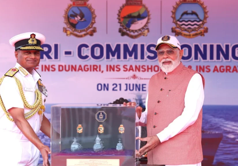 PM commissions three indigenously designed and built naval ships