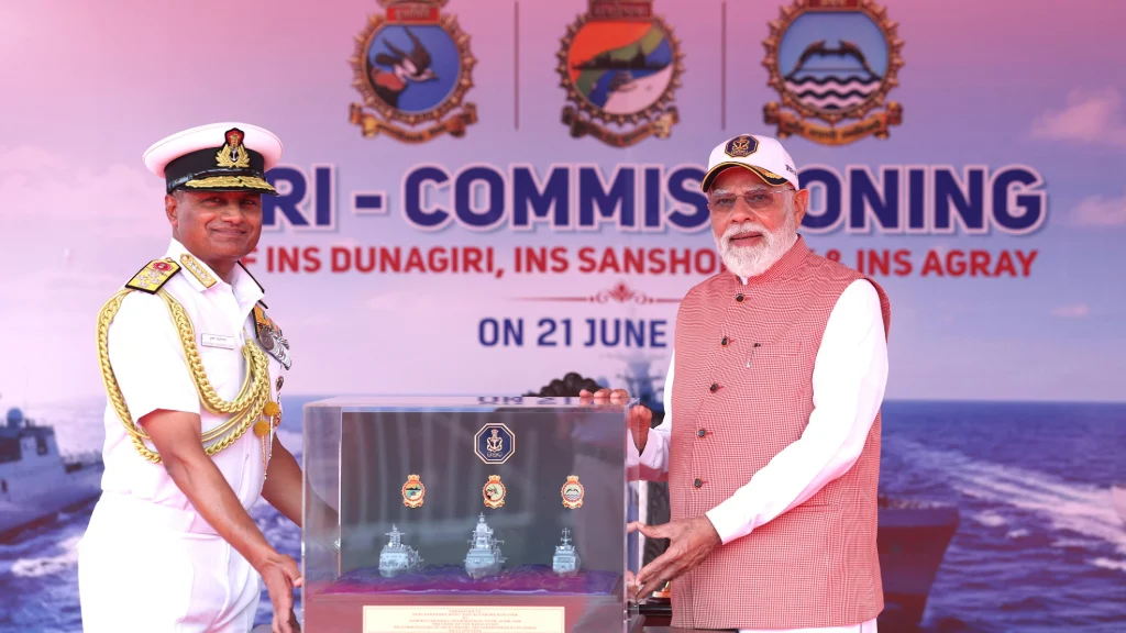 PM commissions three indigenously designed and built naval ships