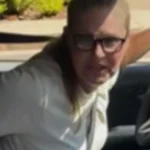 A snapshot from the viral video showing the confrontation between a father and a woman in San Jose, California