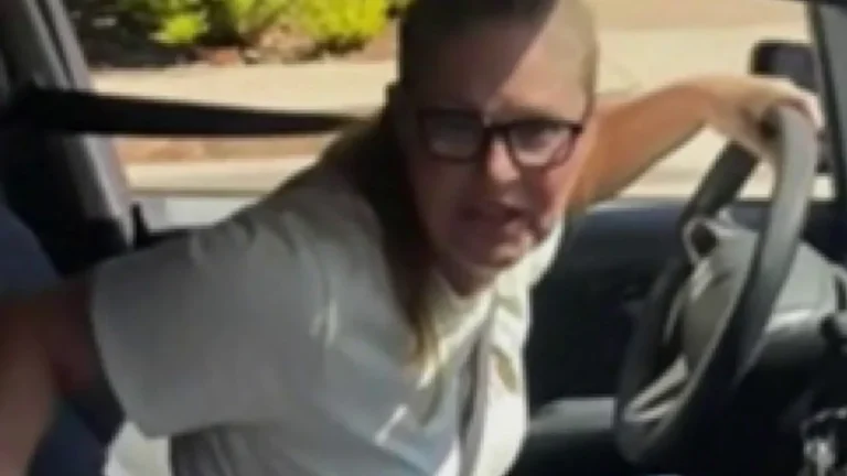 A snapshot from the viral video showing the confrontation between a father and a woman in San Jose, California