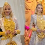 Cagla Oz marriage with Vanli Kara Haydar gold jewellery display