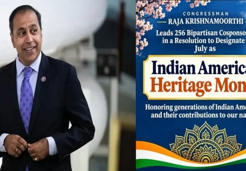 Congressman Raja Krishnamoorthi leads a bipartisan resolution to designate July as Indian American Heritage Month, backed by 256 lawmakers.