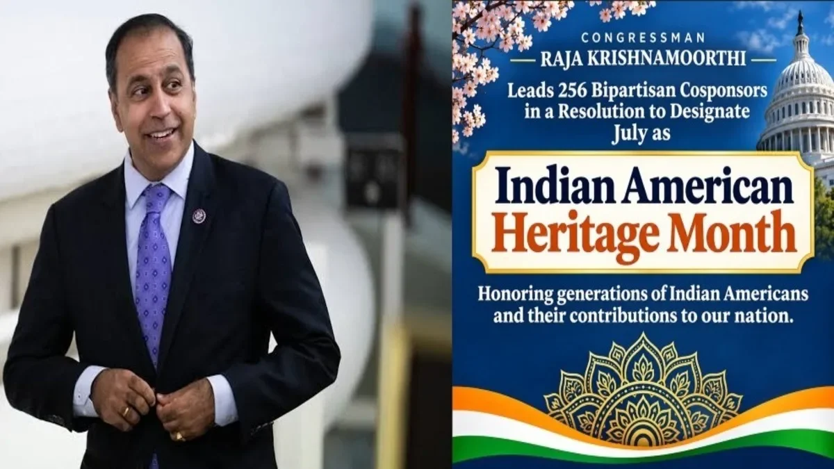 Congressman Raja Krishnamoorthi leads a bipartisan resolution to designate July as Indian American Heritage Month, backed by 256 lawmakers.