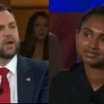 Indian-origin Niv Agaram questioning US Vice President JD Vance about H-1B visa workers during a CBS News town hall.